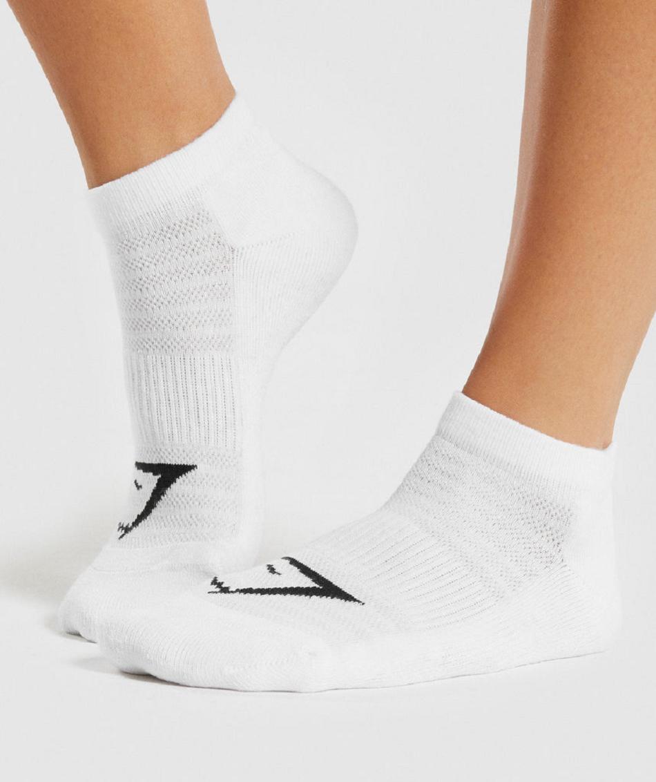 Skarpety Damskie Gymshark Ankle 3pk Białe | PL 2148ILH